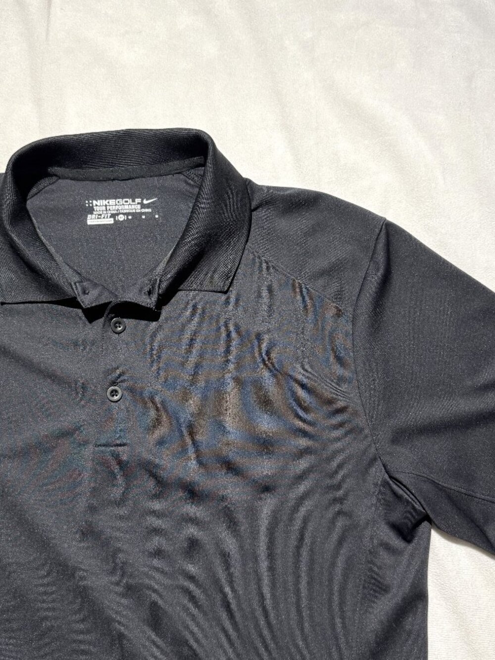 Nike Golf Tour Performance Shirt Medium Black Dri-Fit Stretch Embroidered